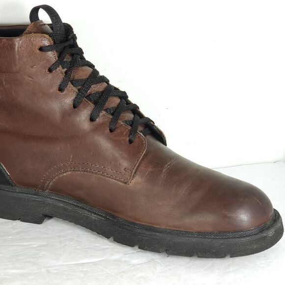 FRYE Men's Terra US 9,5 Cognac Brown Leather Lace-Up Chukka Combat Boots - Picture 14 of 16